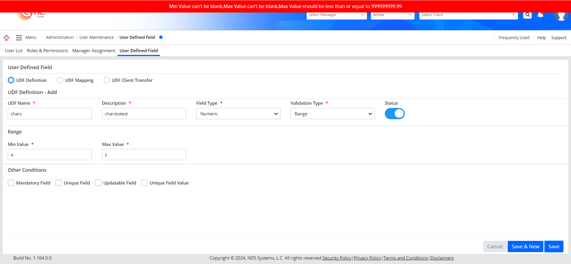Validation error- Numeric only